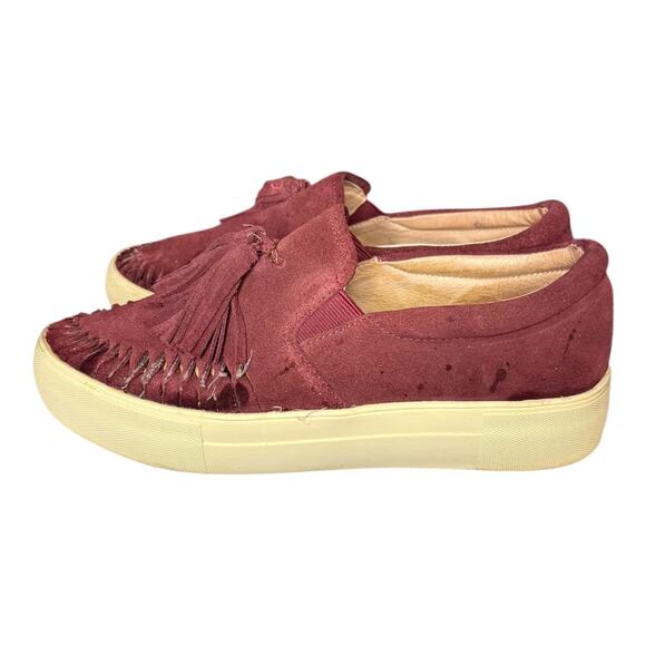 J/Slides NYC Suede Tassel Platform Slip-On Sneakers Women’s 7.5 – Burgundy - Picture 5 of 8